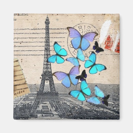 Aimant écritures postmark papillon Paris Effiel Tower (Devant)