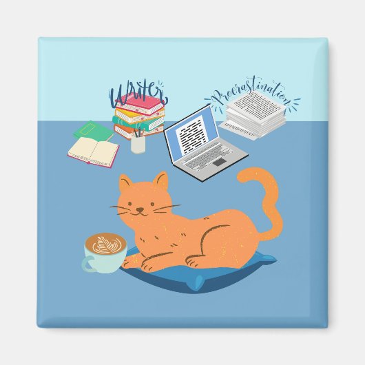 Aimant Écrivain de procrastination Chat (Devant)