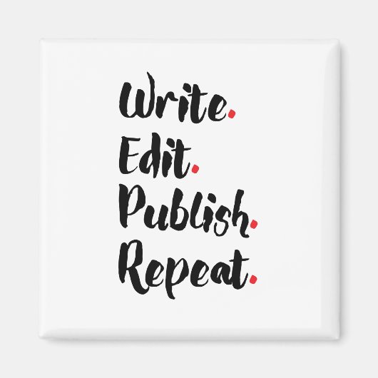 Aimant Écrivez. Modifiez. Publier. Recommencer. (Devant)