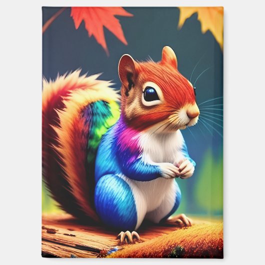 Aimant Écureuil Assis Mignon Coloré (Recto)