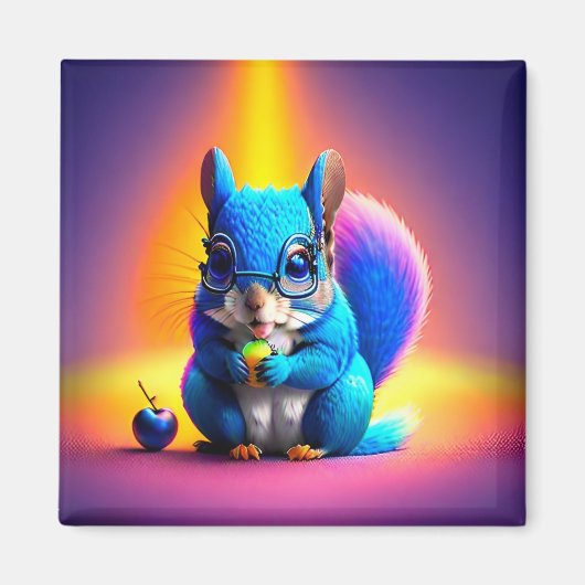 Aimant Écureuil Bleu Mangeant Un Fruit (Devant)
