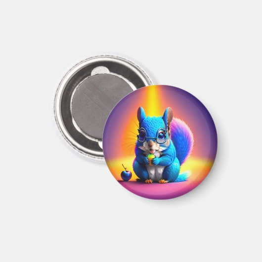 Aimant Écureuil Bleu Mangeant Un Fruit (Recto/Verso)