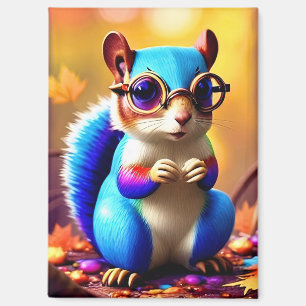 Aimant Écureuil Bleu Mignon avec Lunettes-56786