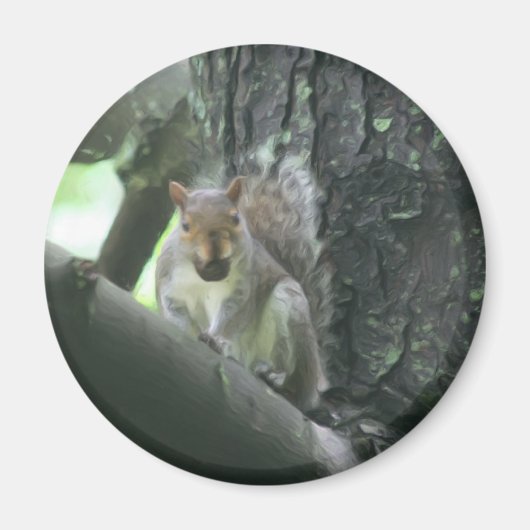 Aimant Écureuil dans l'aimant animal d'art d'arbre (Devant)