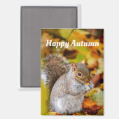 Aimant Écureuil d'Automne Joyeux (Recto/Verso)