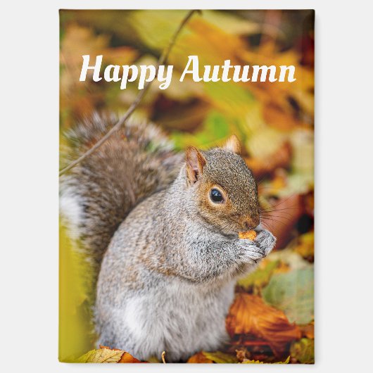 Aimant Écureuil d'Automne Joyeux (Recto)