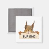 Aimant Écureuil de la fille SUP ? Texte personnalisé (Recto/Verso)