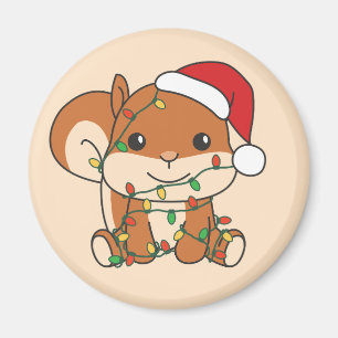 Aimant Écureuil de Noël Animaux d'hiver Écureuil de vacan