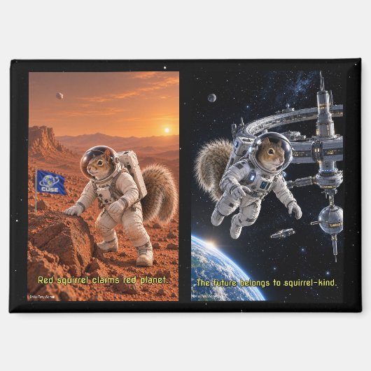 Aimant Écureuil Espace Futur (Recto)