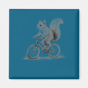 Aimant Écureuil roulant à bicyclette drôle cyclisme anima