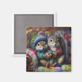Aimant Écureuils adorables Animaux capricieux (Recto/Verso)