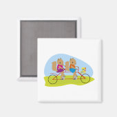 Aimant Écureuils en vélo tandem (Recto/Verso)