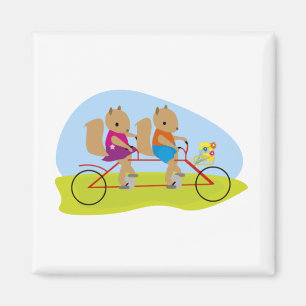 Aimant Écureuils sur un vélo tandem