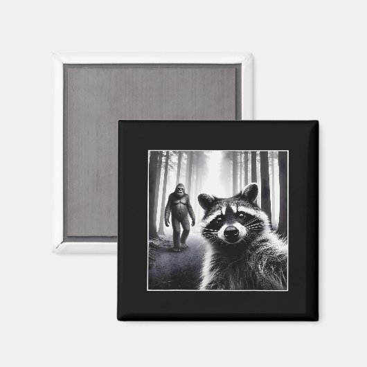 Aimant Ed Raccoon Selfie With Sasquatch Bigfoot Funny Rac (Recto/Verso)