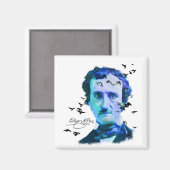 Aimant Edgar Allan Poe dans les nuances de bleu avec Rave (Recto/Verso)