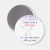 Aimant Edgy Unicorn avec arc en ciel et Confetti Funny (Recto/Verso)