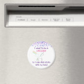 Aimant Edgy Unicorn avec arc en ciel et Confetti Funny (In Situ (Lave-vaisselle))