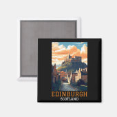 Aimant Edimbourg Scotland Castle Retro Vintage voyage (Recto/Verso)