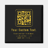 Aimant Editable QR Code & Text Template | Black & Gold (Devant)