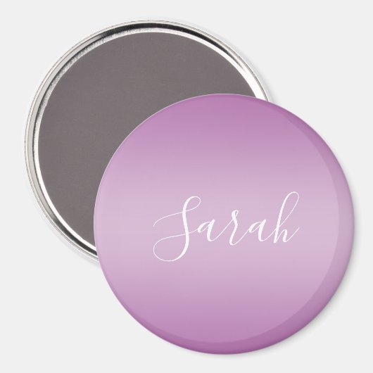 Aimant Editable Soft Mauve Ombre & White Text Script (Recto/Verso)