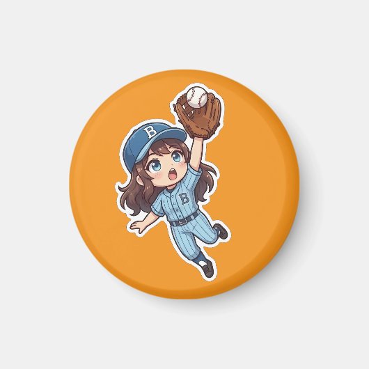 Aimant Édition Chibi Baseball - Attrape en saut (Devant)