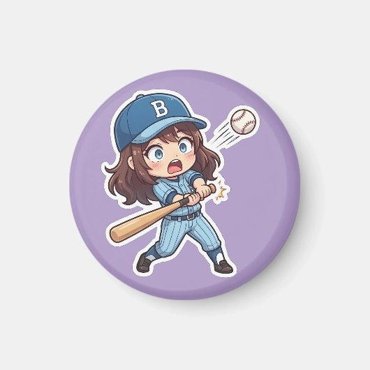 Aimant Édition Chibi Baseball - Jeu de Bunt de Batteur (Devant)