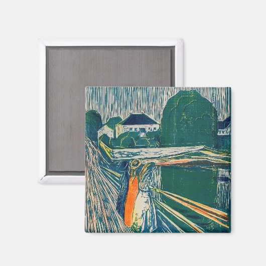 Aimant Edvard Munch - Les filles sur le pont, Lithographe (Recto/Verso)