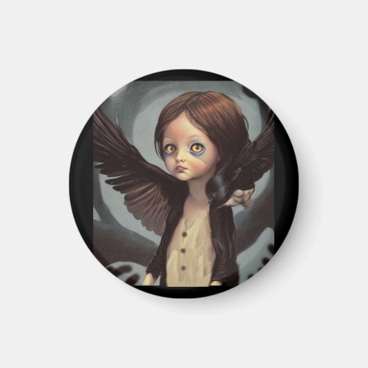 Aimant Edwin gothique corbeau noir grunge (Devant)