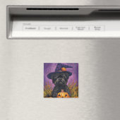 Aimant Éffrayant Affenpinscher Halloween sorcière et Citr (In Situ (Lave-vaisselle))