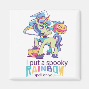 Aimant Éffrayant arc-en-ciel épell Halloween Unicorn sorc