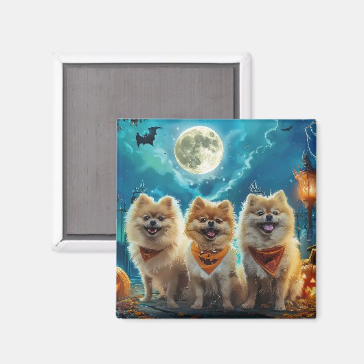 Aimant Éffrayant d'Halloween de Poméranie (Recto/Verso)