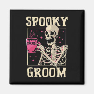 Aimant Éffrayant Groom Skeleton Halloween Mariage Bachelo