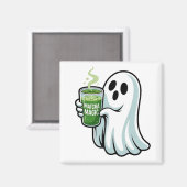 Aimant Éffrayant Halloween Fantôme Boire Matcha Boire (Recto/Verso)