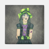 Aimant Éffrayant Jolie fille Casquette vert Spiderweb gri (Devant)