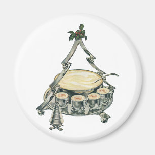 Aimant Eggnog dans un bol de punch de sapin de Noël vinta