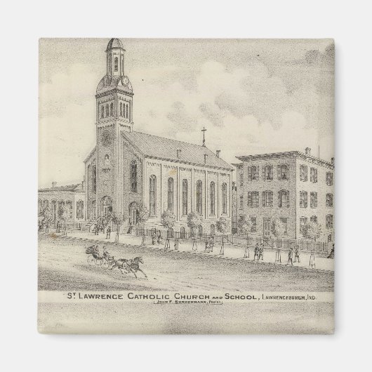 Aimant Église catholique du Saint-Laurent et école (Devant)