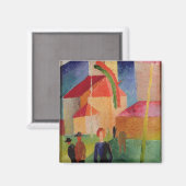 Aimant Eglise décorée avec drapeaux (Recto/Verso)