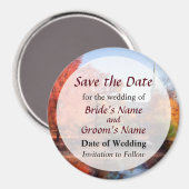 Aimant Église en automne Enregistrer la date (Recto/Verso)