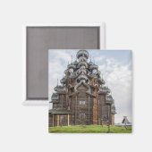 Aimant Église en bois ornée, Russie (Recto/Verso)
