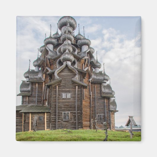 Aimant Église en bois ornée, Russie (Devant)