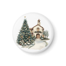 Église et arbre de Noël cosy