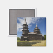 Aimant Église orthodoxe russe traditionnelle en bois (Recto/Verso)