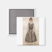 Aimant Egon Schiele - Edith Schiele en robe rayée 1915 (Recto/Verso)