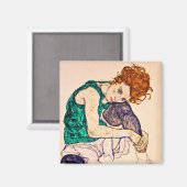 Aimant Egon Schiele - Femme Assis Avec Jambes Tirées Vers (Recto/Verso)