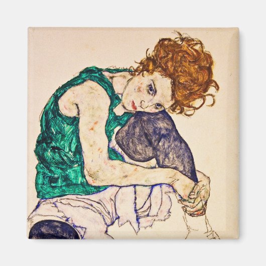 Aimant Egon Schiele - Femme Assis Avec Jambes Tirées Vers (Devant)
