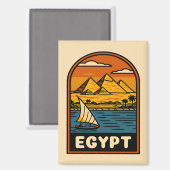 Aimant Égypte Vintage voyage rétrograde Pyramide Nil (Recto/Verso)