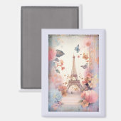 Aimant Eiffel Tower Butterflies and Flowers (Recto/Verso)