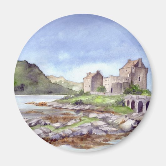 Aimant Eilean Donan Castle Watercolor Painting (Devant)