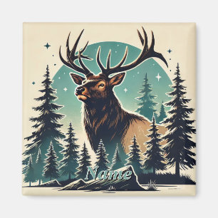 Aimant Élan mâle Nuit étoilée Forêt Faune