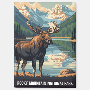 Aimant Élan vintage au parc national de Rocky Mountain